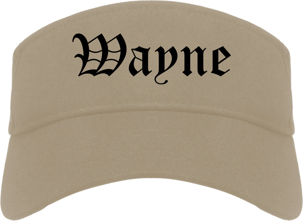 Wayne Michigan MI Old English Mens Visor Cap Hat Khaki