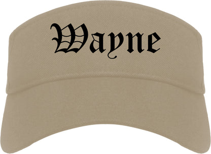Wayne Michigan MI Old English Mens Visor Cap Hat Khaki