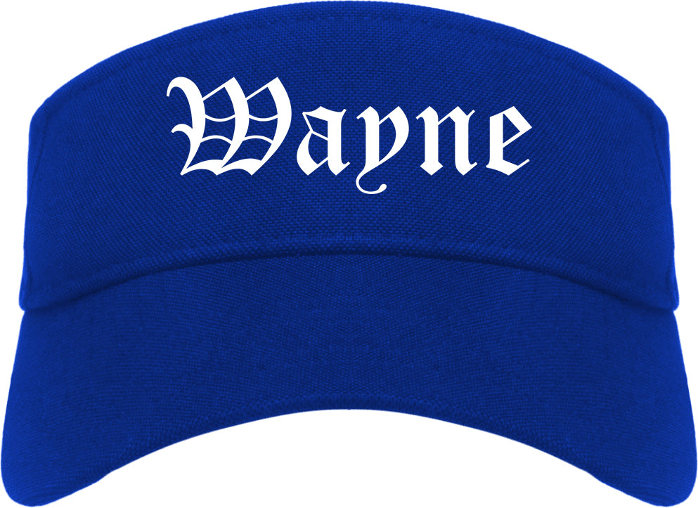 Wayne Michigan MI Old English Mens Visor Cap Hat Royal Blue