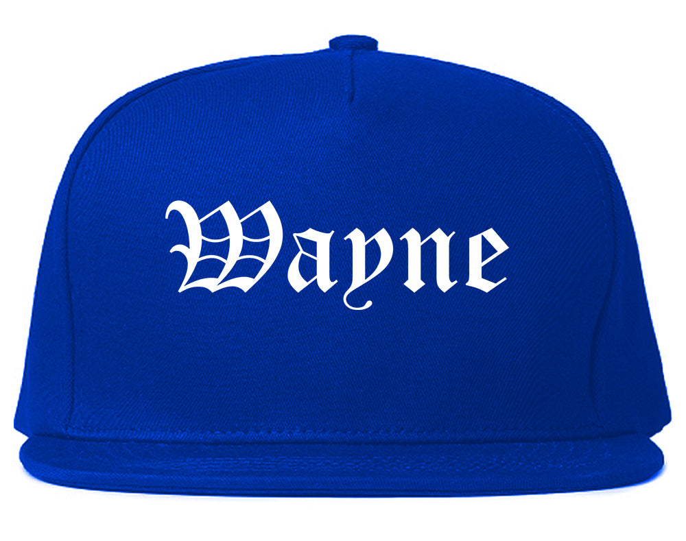 Wayne Nebraska NE Old English Mens Snapback Hat Royal Blue