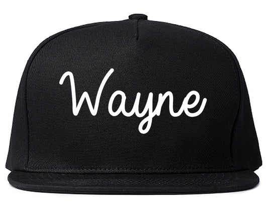 Wayne Nebraska NE Script Mens Snapback Hat Black