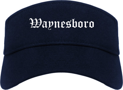 Waynesboro Mississippi MS Old English Mens Visor Cap Hat Navy Blue