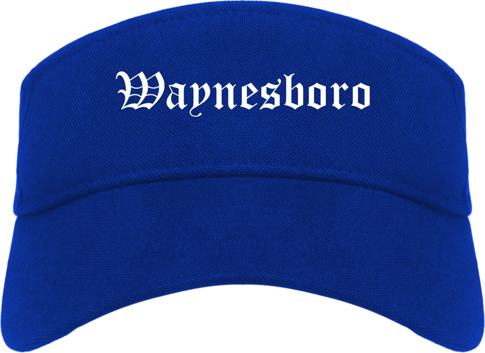 Waynesboro Mississippi MS Old English Mens Visor Cap Hat Royal Blue