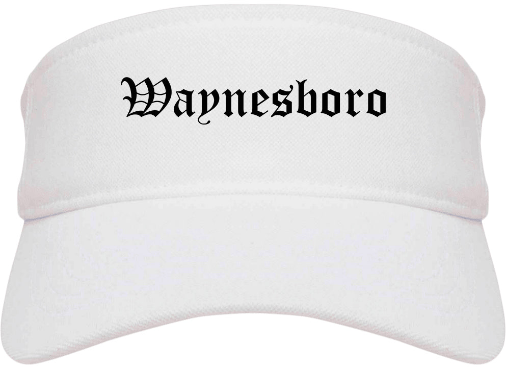 Waynesboro Mississippi MS Old English Mens Visor Cap Hat White