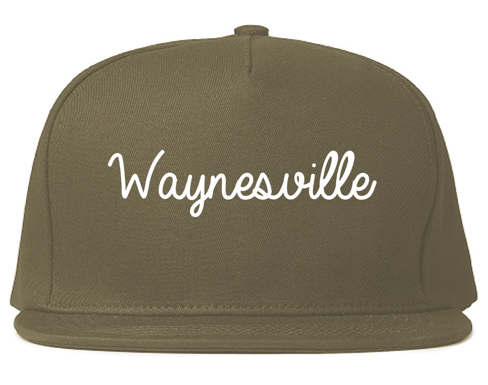 Waynesville North Carolina NC Script Mens Snapback Hat Grey