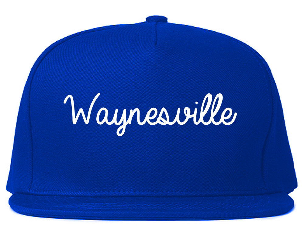 Waynesville North Carolina NC Script Mens Snapback Hat Royal Blue