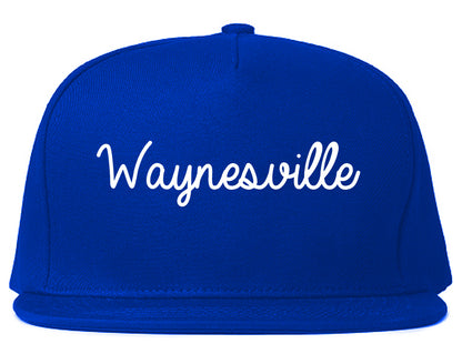Waynesville North Carolina NC Script Mens Snapback Hat Royal Blue
