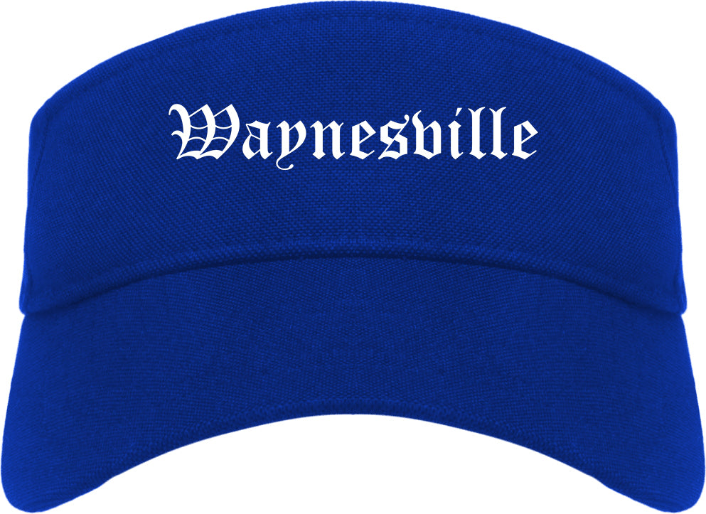 Waynesville North Carolina NC Old English Mens Visor Cap Hat Royal Blue