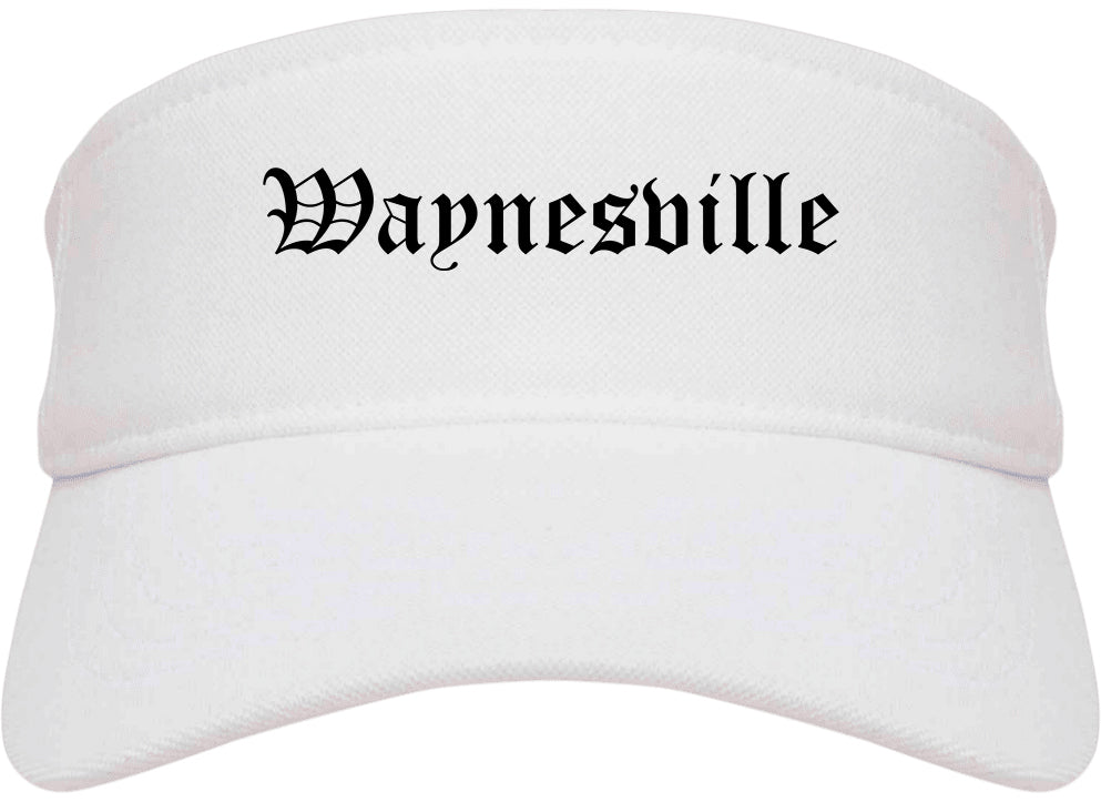 Waynesville North Carolina NC Old English Mens Visor Cap Hat White