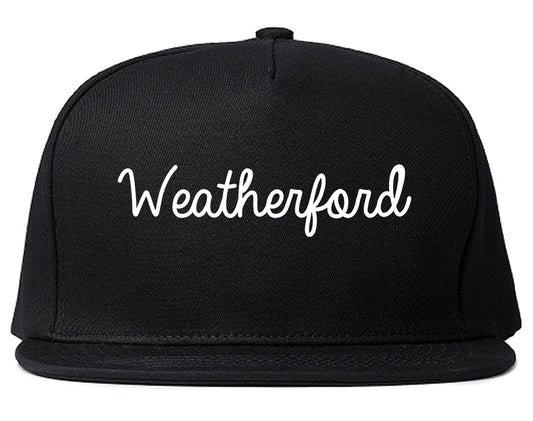 Weatherford Oklahoma OK Script Mens Snapback Hat Black