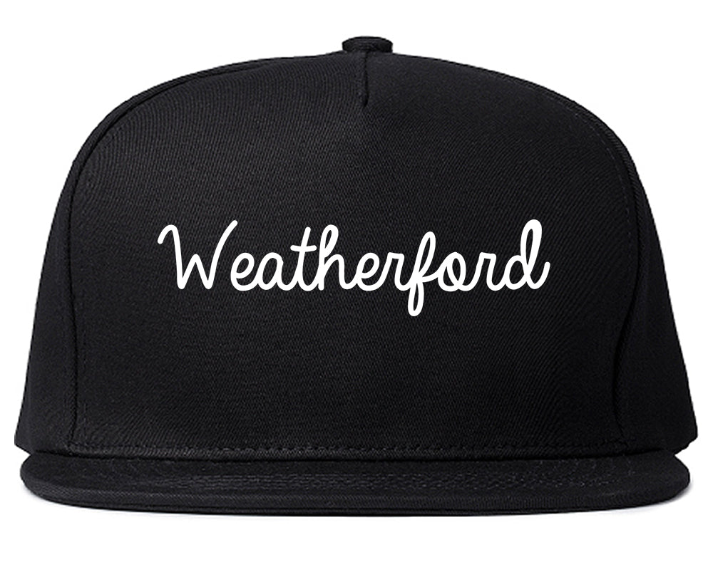 Weatherford Oklahoma OK Script Mens Snapback Hat Black