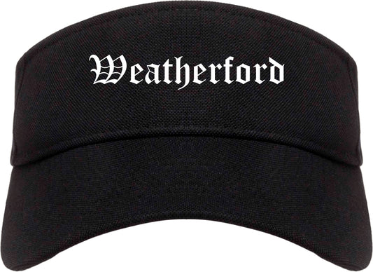 Weatherford Oklahoma OK Old English Mens Visor Cap Hat Black