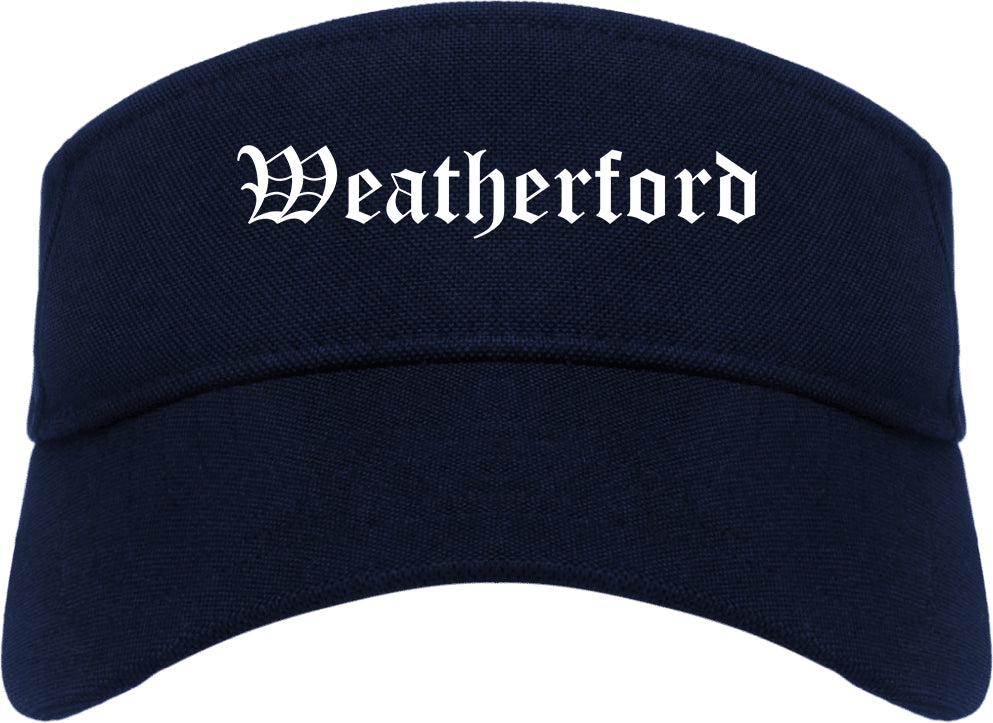 Weatherford Oklahoma OK Old English Mens Visor Cap Hat Navy Blue