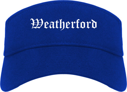 Weatherford Oklahoma OK Old English Mens Visor Cap Hat Royal Blue