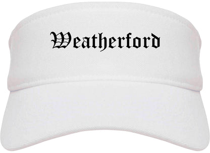 Weatherford Oklahoma OK Old English Mens Visor Cap Hat White