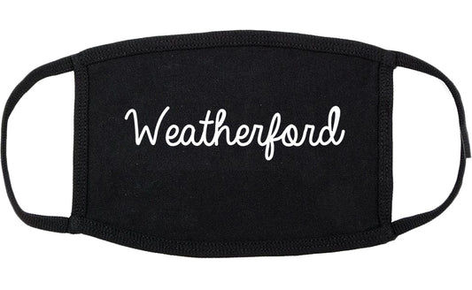 Weatherford Texas TX Script Cotton Face Mask Black