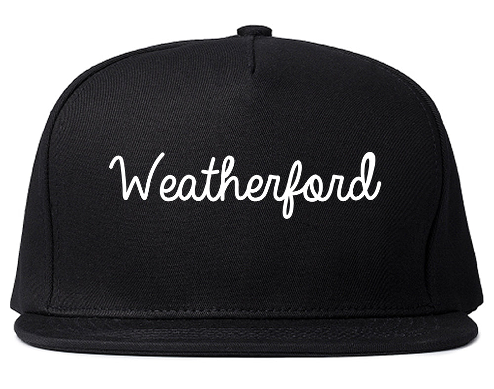 Weatherford Texas TX Script Mens Snapback Hat Black