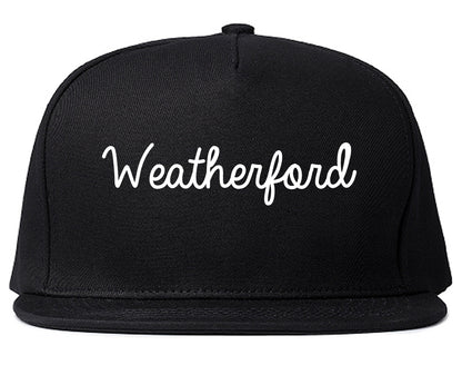 Weatherford Texas TX Script Mens Snapback Hat Black