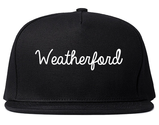 Weatherford Texas TX Script Mens Snapback Hat Black