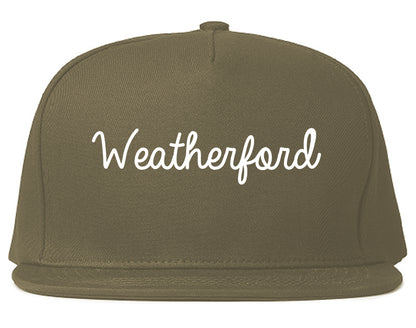 Weatherford Texas TX Script Mens Snapback Hat Grey