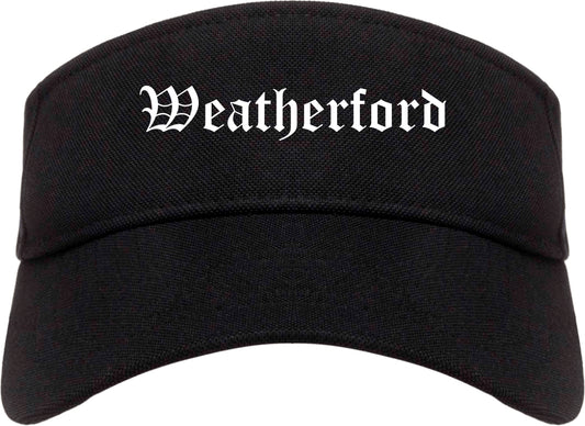 Weatherford Texas TX Old English Mens Visor Cap Hat Black