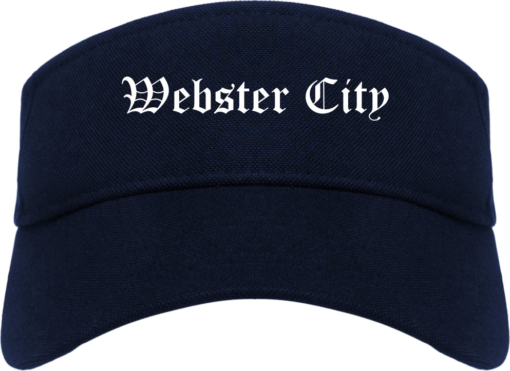 Webster City Iowa IA Old English Mens Visor Cap Hat Navy Blue