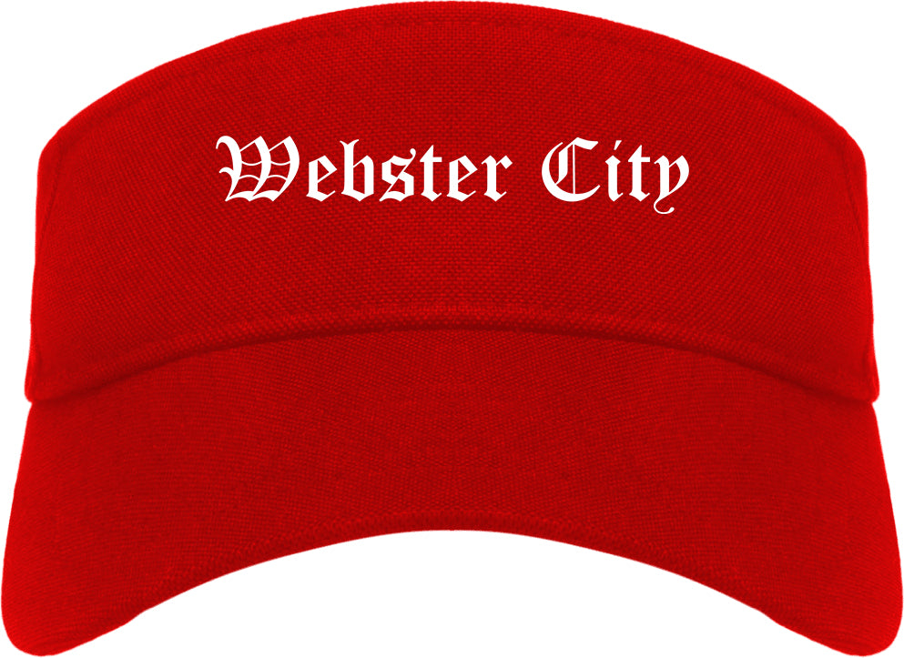 Webster City Iowa IA Old English Mens Visor Cap Hat Red