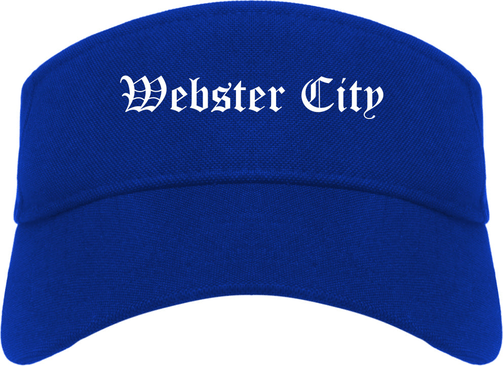 Webster City Iowa IA Old English Mens Visor Cap Hat Royal Blue