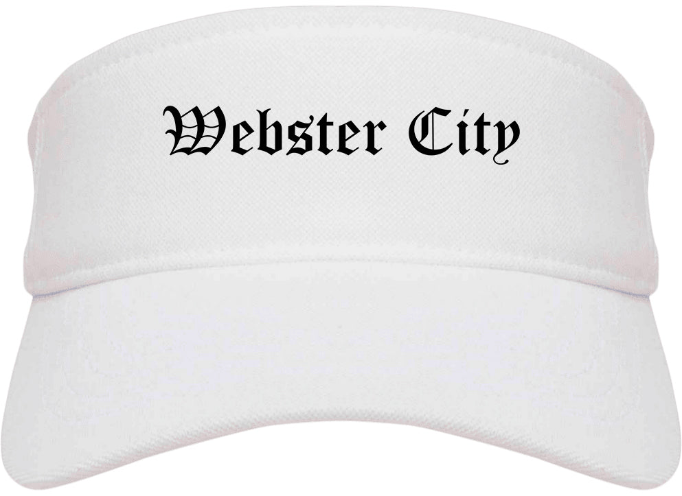 Webster City Iowa IA Old English Mens Visor Cap Hat White