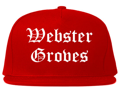 Webster Groves Missouri MO Old English Mens Snapback Hat Red