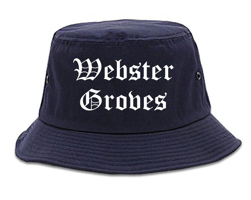 Webster Groves Missouri MO Old English Mens Bucket Hat Navy Blue
