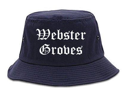 Webster Groves Missouri MO Old English Mens Bucket Hat Navy Blue