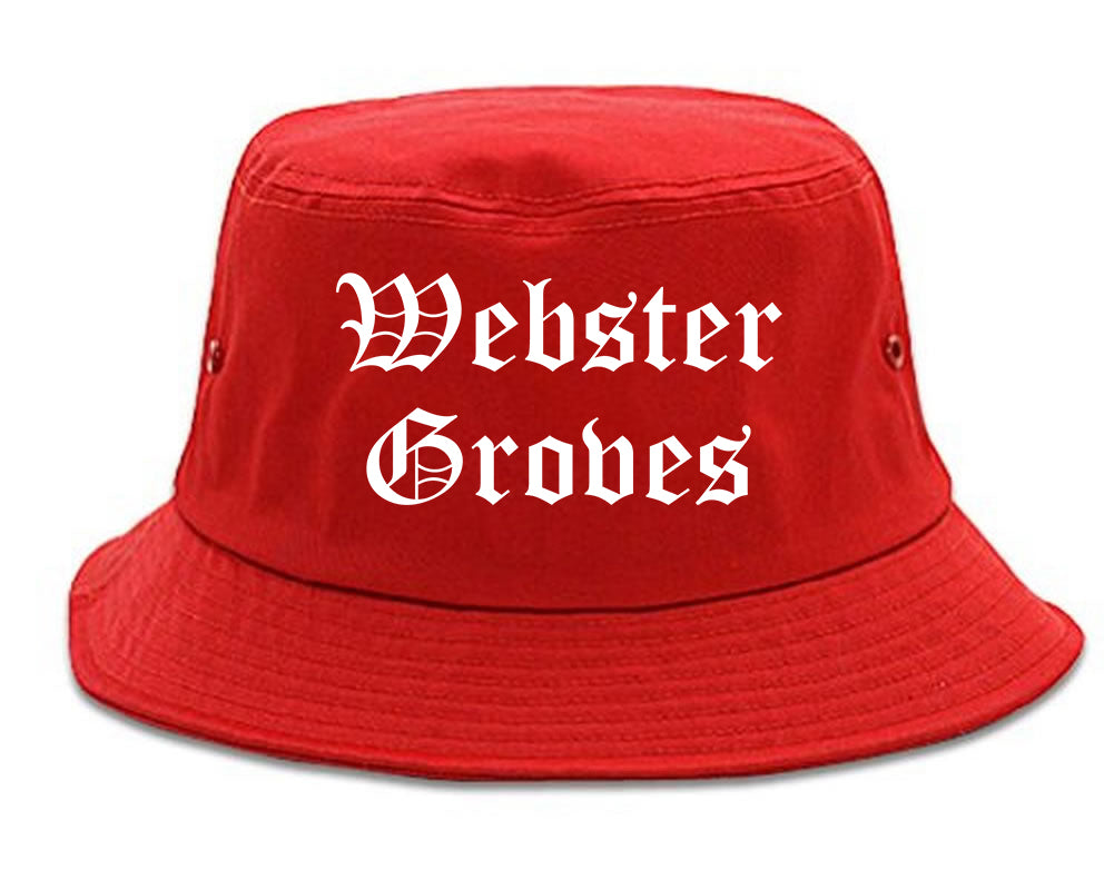 Webster Groves Missouri MO Old English Mens Bucket Hat Red