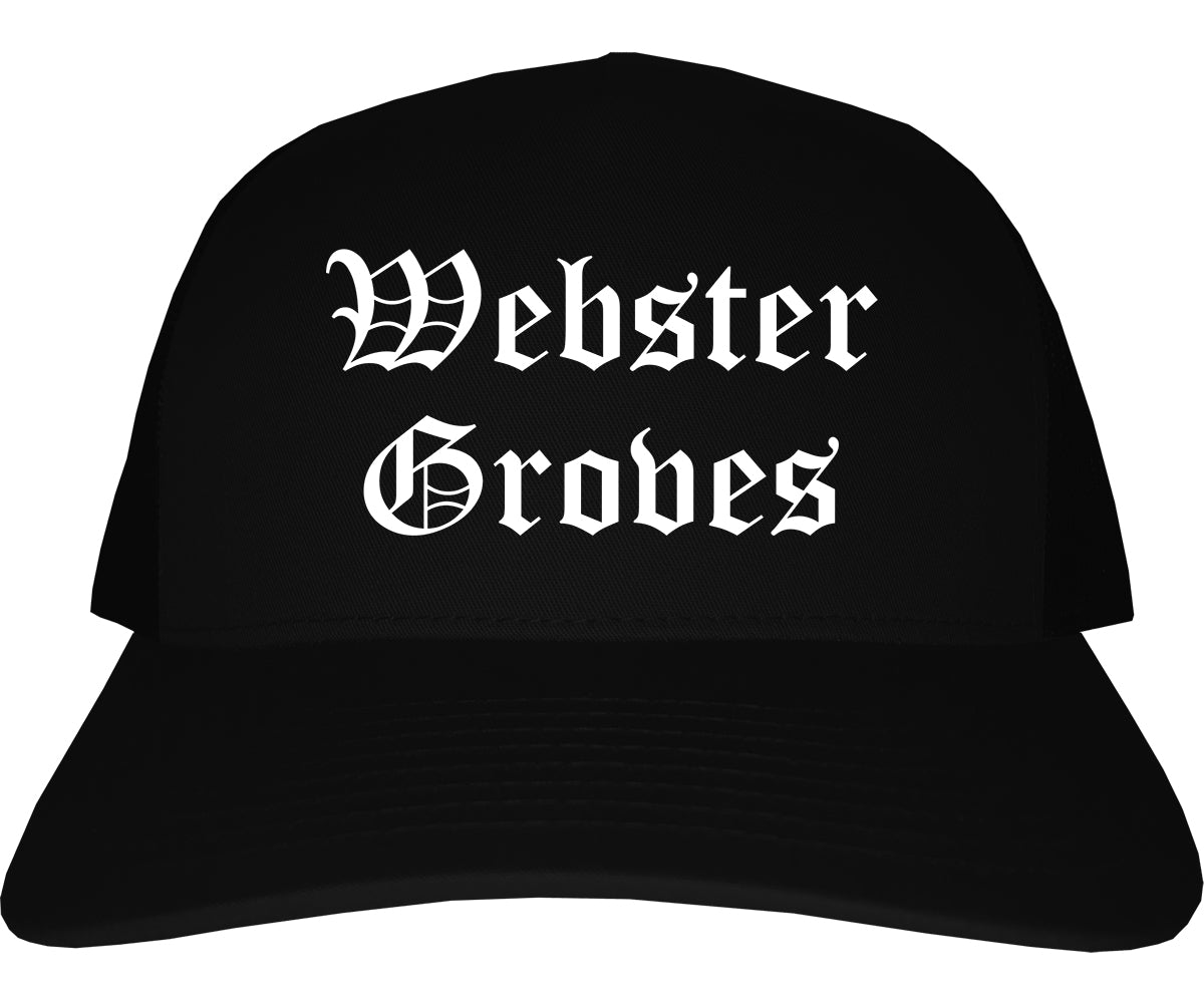 Webster Groves Missouri MO Old English Mens Trucker Hat Cap Black