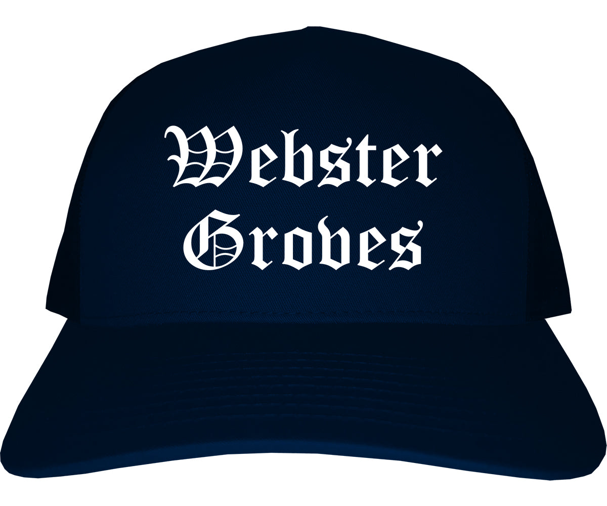 Webster Groves Missouri MO Old English Mens Trucker Hat Cap Navy Blue