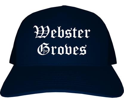 Webster Groves Missouri MO Old English Mens Trucker Hat Cap Navy Blue