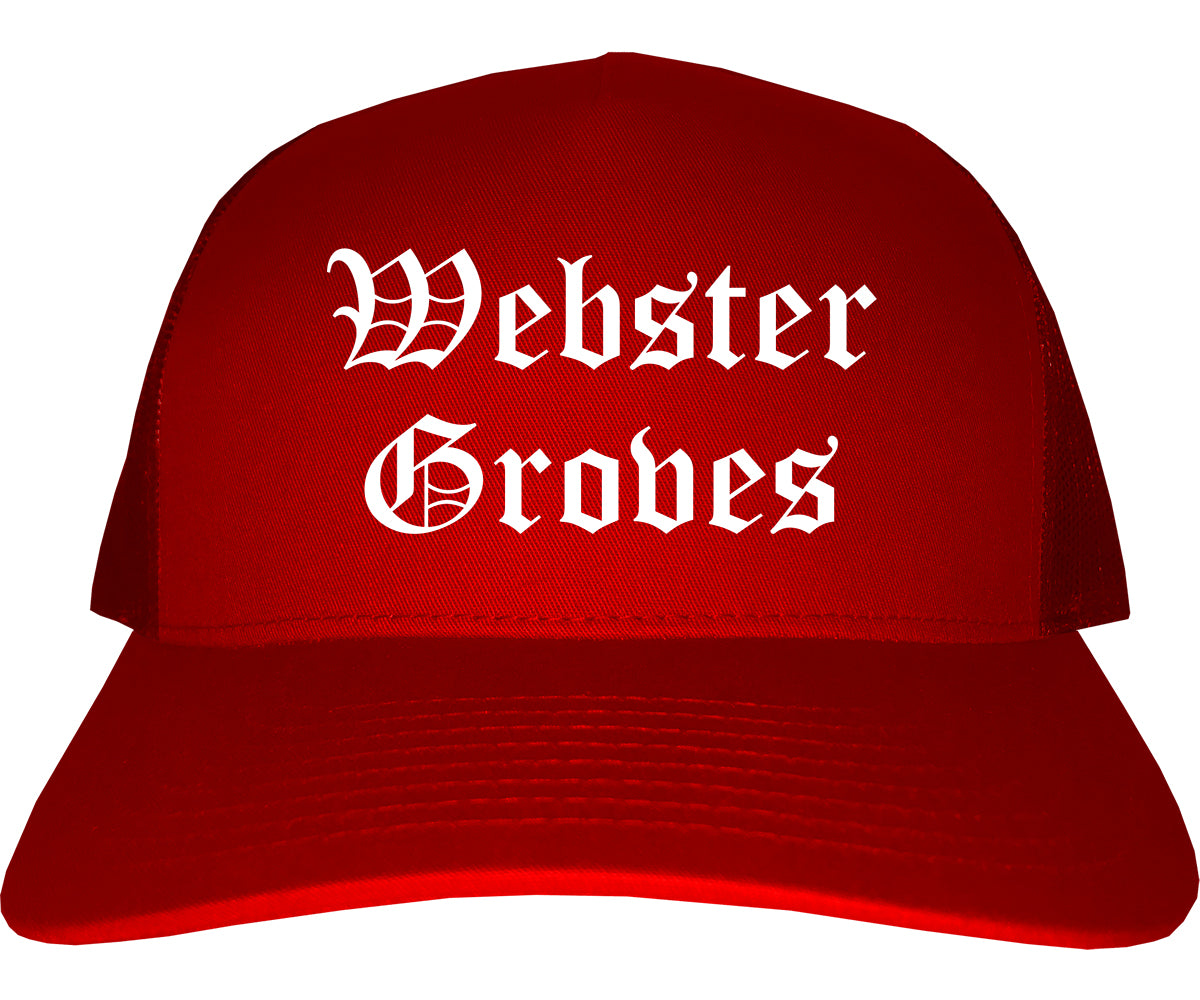 Webster Groves Missouri MO Old English Mens Trucker Hat Cap Red