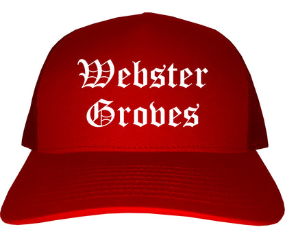 Webster Groves Missouri MO Old English Mens Trucker Hat Cap Red