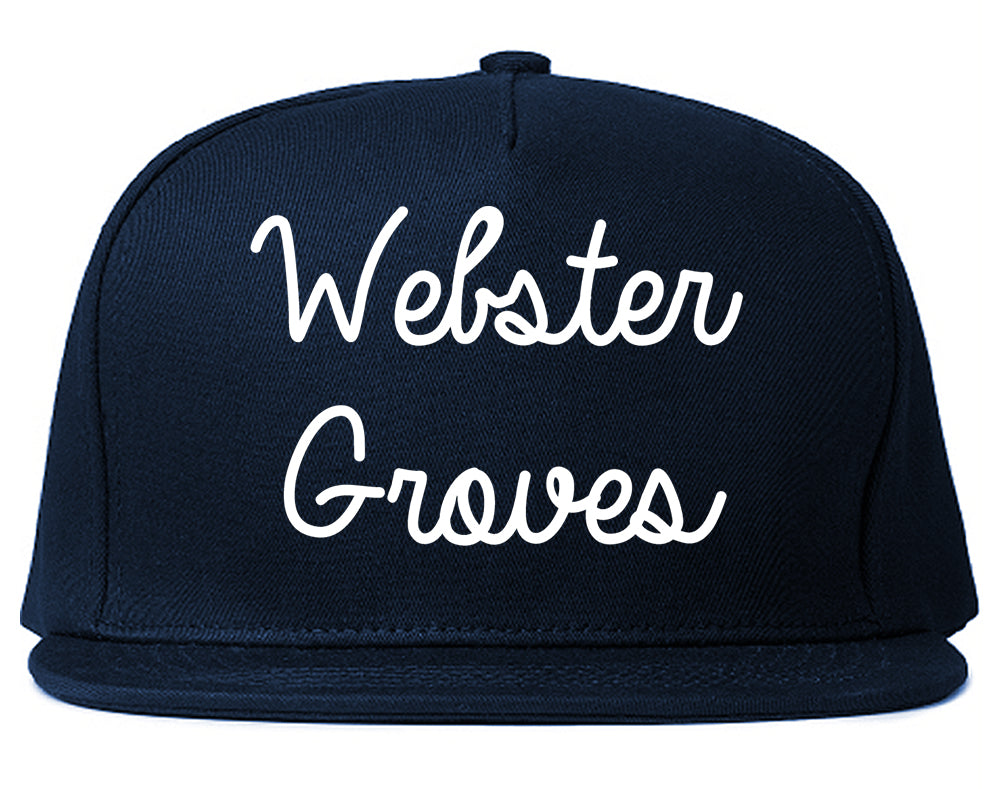 Webster Groves Missouri MO Script Mens Snapback Hat Navy Blue