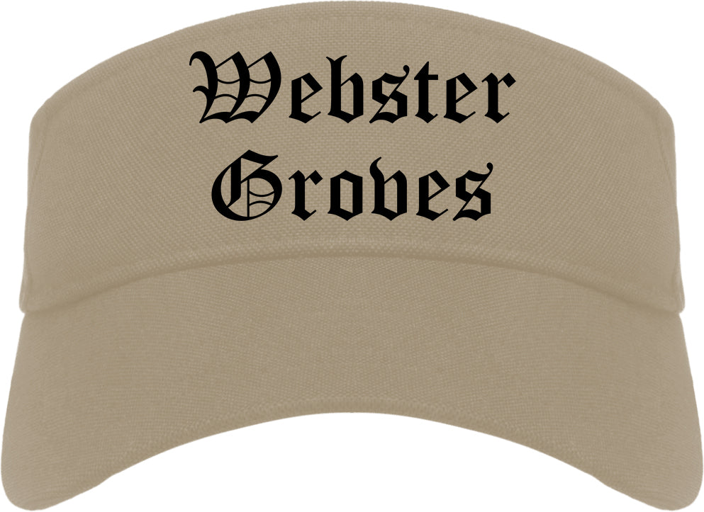 Webster Groves Missouri MO Old English Mens Visor Cap Hat Khaki