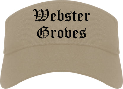Webster Groves Missouri MO Old English Mens Visor Cap Hat Khaki
