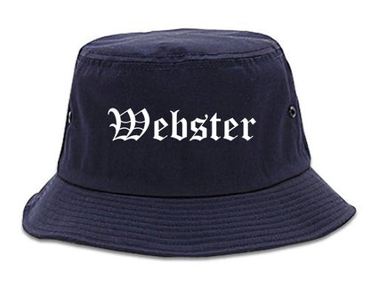 Webster New York NY Old English Mens Bucket Hat Navy Blue