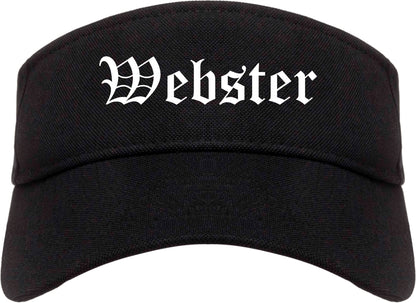 Webster New York NY Old English Mens Visor Cap Hat Black