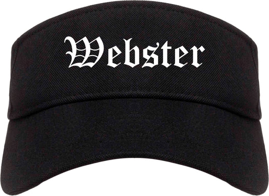 Webster New York NY Old English Mens Visor Cap Hat Black