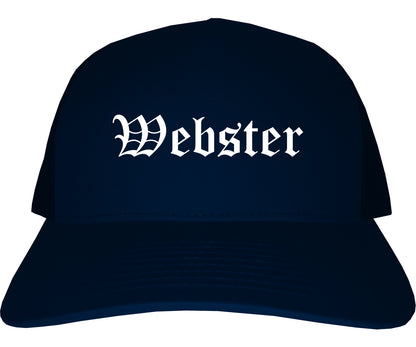 Webster Texas TX Old English Mens Trucker Hat Cap Navy Blue