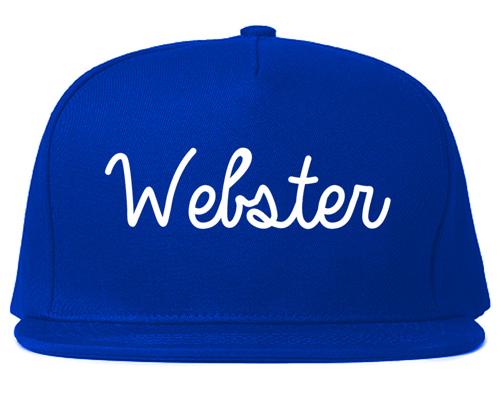 Webster Texas TX Script Mens Snapback Hat Royal Blue