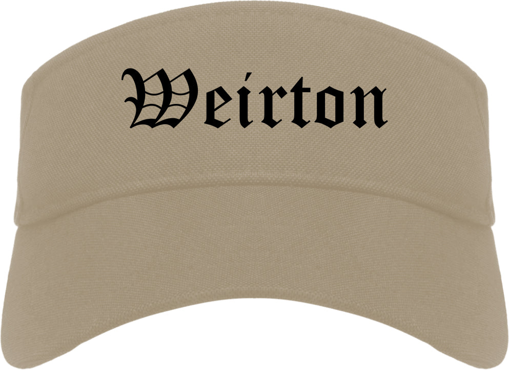 Weirton West Virginia WV Old English Mens Visor Cap Hat Khaki