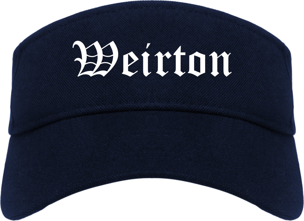 Weirton West Virginia WV Old English Mens Visor Cap Hat Navy Blue