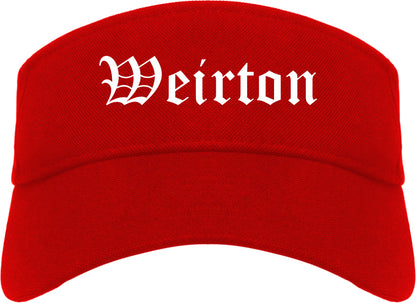 Weirton West Virginia WV Old English Mens Visor Cap Hat Red