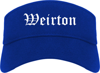 Weirton West Virginia WV Old English Mens Visor Cap Hat Royal Blue